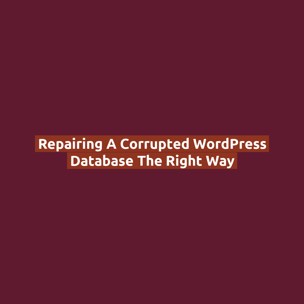 Repairing a Corrupted WordPress Database the Right Way