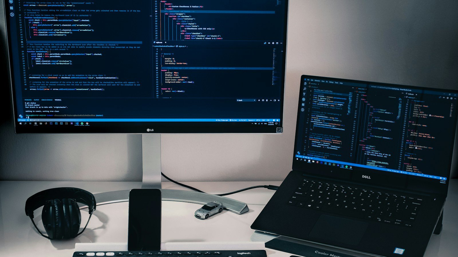 Code displayed on a computer screen in a developer workspace