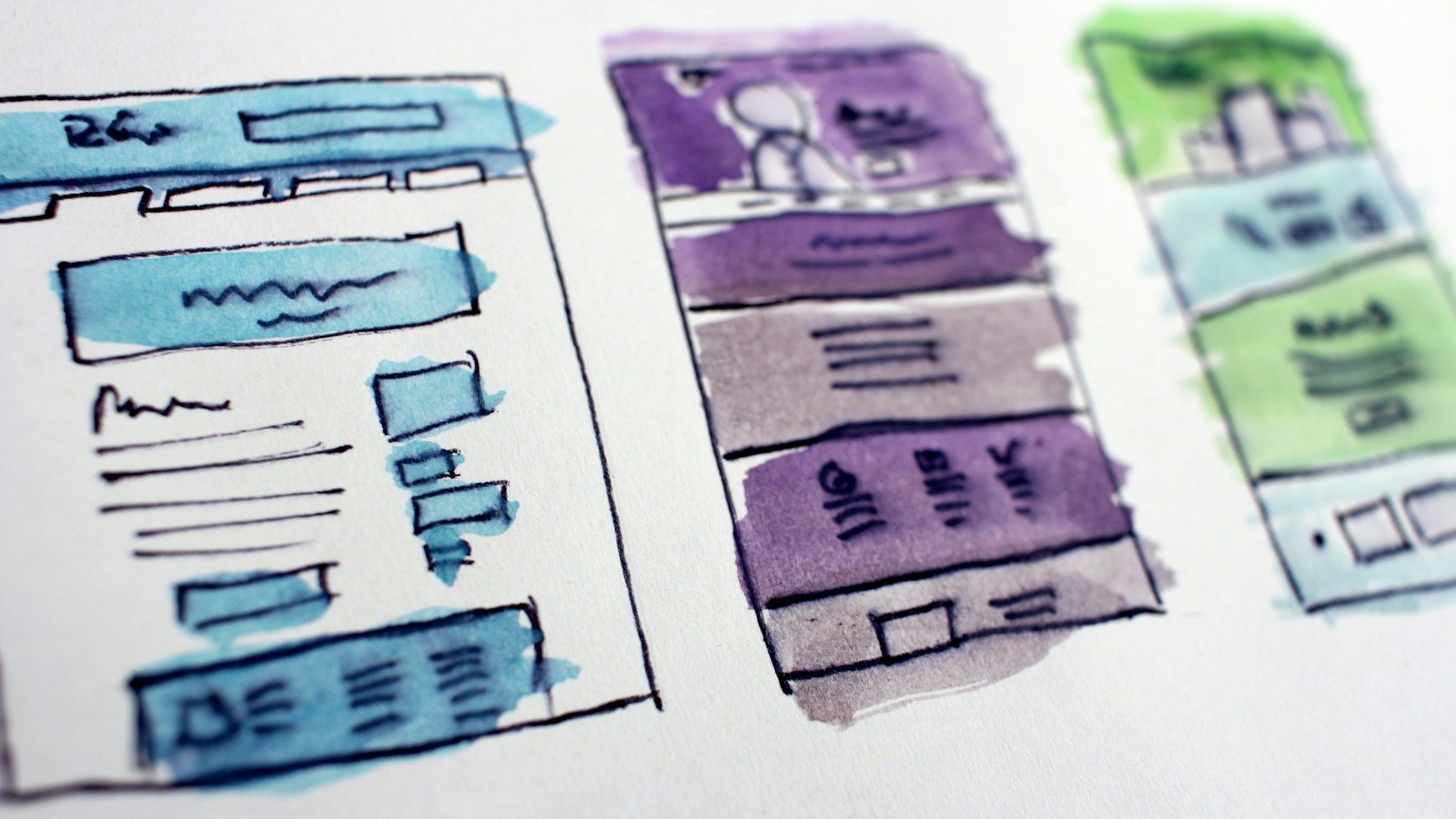 Website wireframe sketches used to plan clearer page layouts