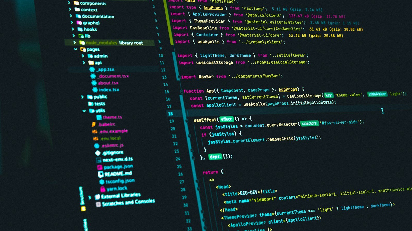 Computer displaying source code during website development